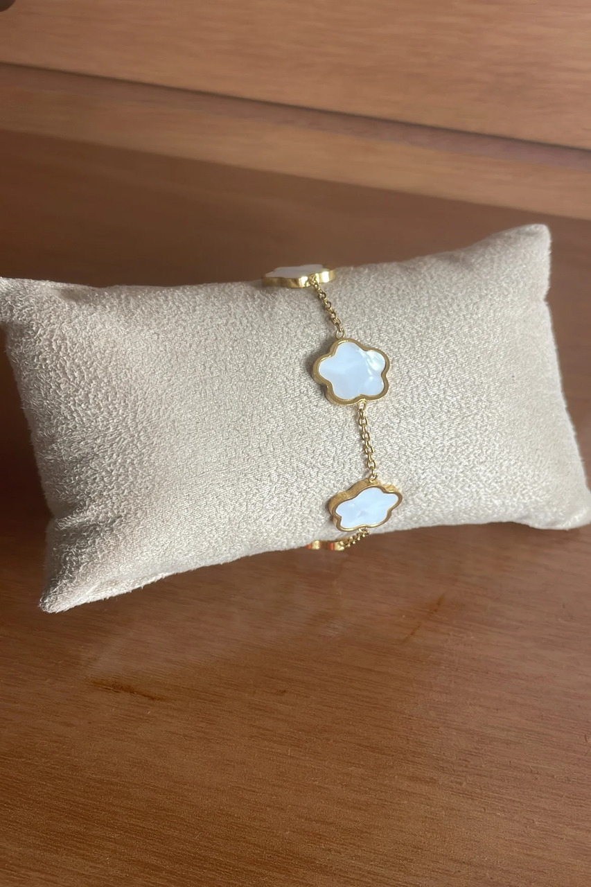 pulseira trevo branco